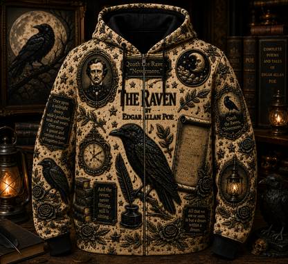 Edgar Allan Poe Raven Halloween All Over Print Shirt