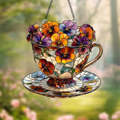 Pansy Flower Acrylic Window Hangings