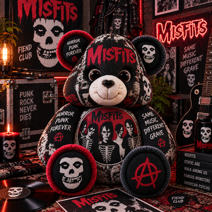 Misfits Custom Shaped Bear Pillow – Horror Punk Music Inspired Gift for Fans