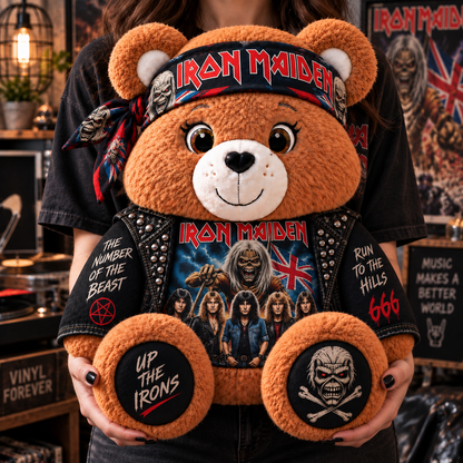 Iron Maiden Custom Shaped Bear Pillow – The Number of the Beast Run to the Hills Heavy Metal Music Inspired Gift for Iron Maiden Fans
