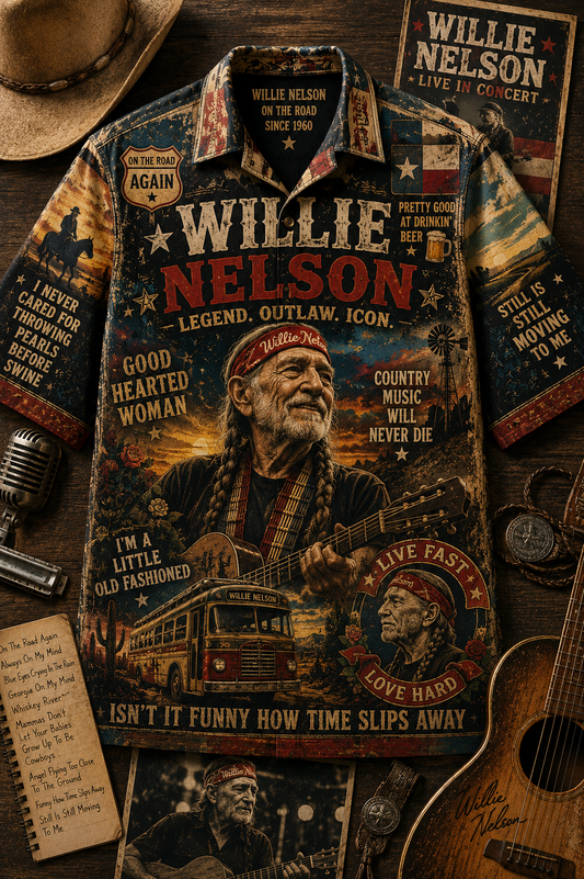 Willie Nelson Hawaiian Shirt - Vintage Country Music Fan Gift