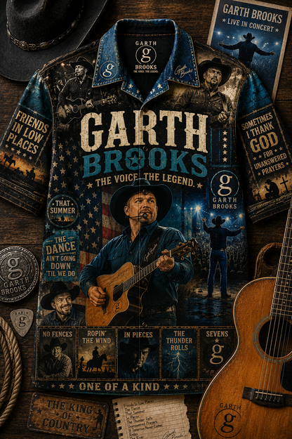 Garth Brooks Hawaiian Shirt - Vintage Music Country Fan Gift
