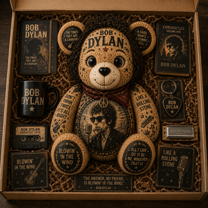 Bob Dylan Blowin’ in the Wind Bear Custom Shaped Pillow – Folk Rock Legend Music Lover Gift