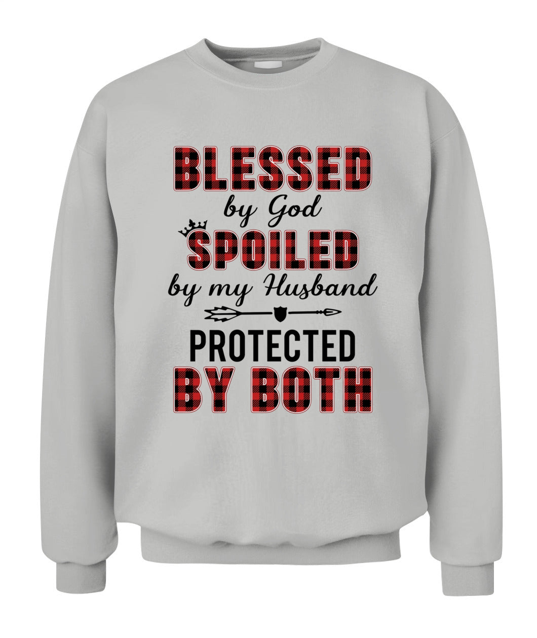 Blessed by God Spoiled by My Husband Protected by Both Shirt – Buffalo Plaid Wife Shirt
