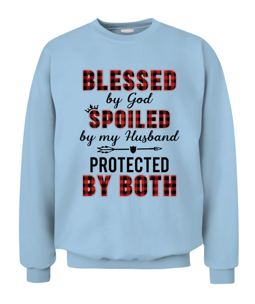Blessed by God Spoiled by My Husband Protected by Both Shirt – Buffalo Plaid Wife Shirt