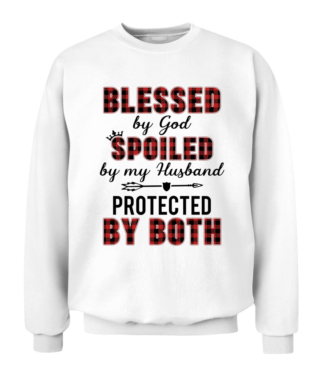 Blessed by God Spoiled by My Husband Protected by Both Shirt – Buffalo Plaid Wife Shirt