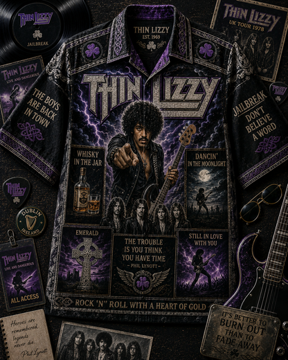 Thin Lizzy Hawaiian Shirt - Vintage Rock Music Fan Gift