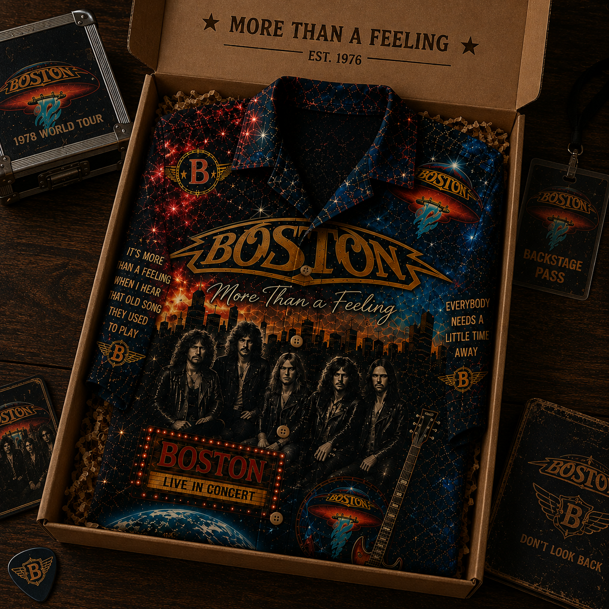 Boston Band Hawaiian Shirt - Vintage Music Fan Gift