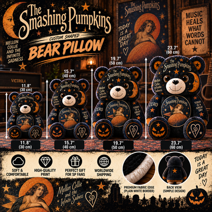 The Smashing Pumpkins Custom Shaped Bear Pillow – Alternative Rock Inspired Gift for Smashing Pumpkins Fans