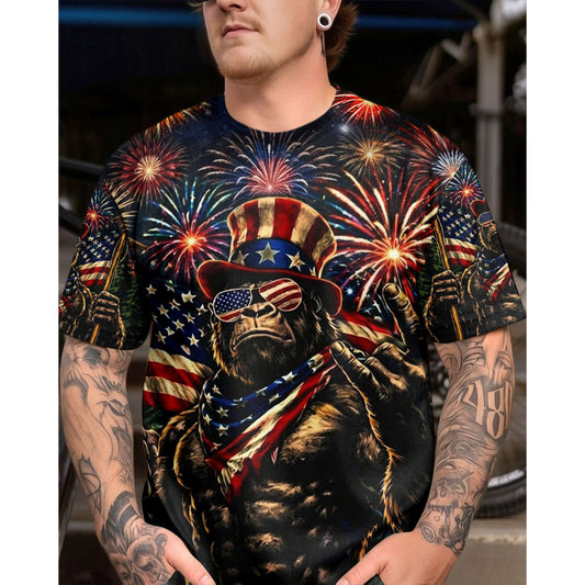 BIGFOOT FIREWORK STARS AND STRIPES ALL OVER PRINT SHIRT