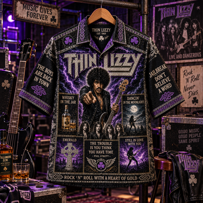 Thin Lizzy Hawaiian Shirt - Vintage Rock Music Fan Gift