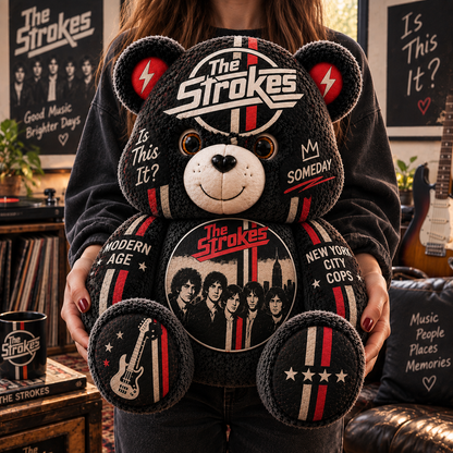 The Strokes Custom Shaped Bear Pillow – Indie Rock Music Inspired Gift for The Strokes Fans