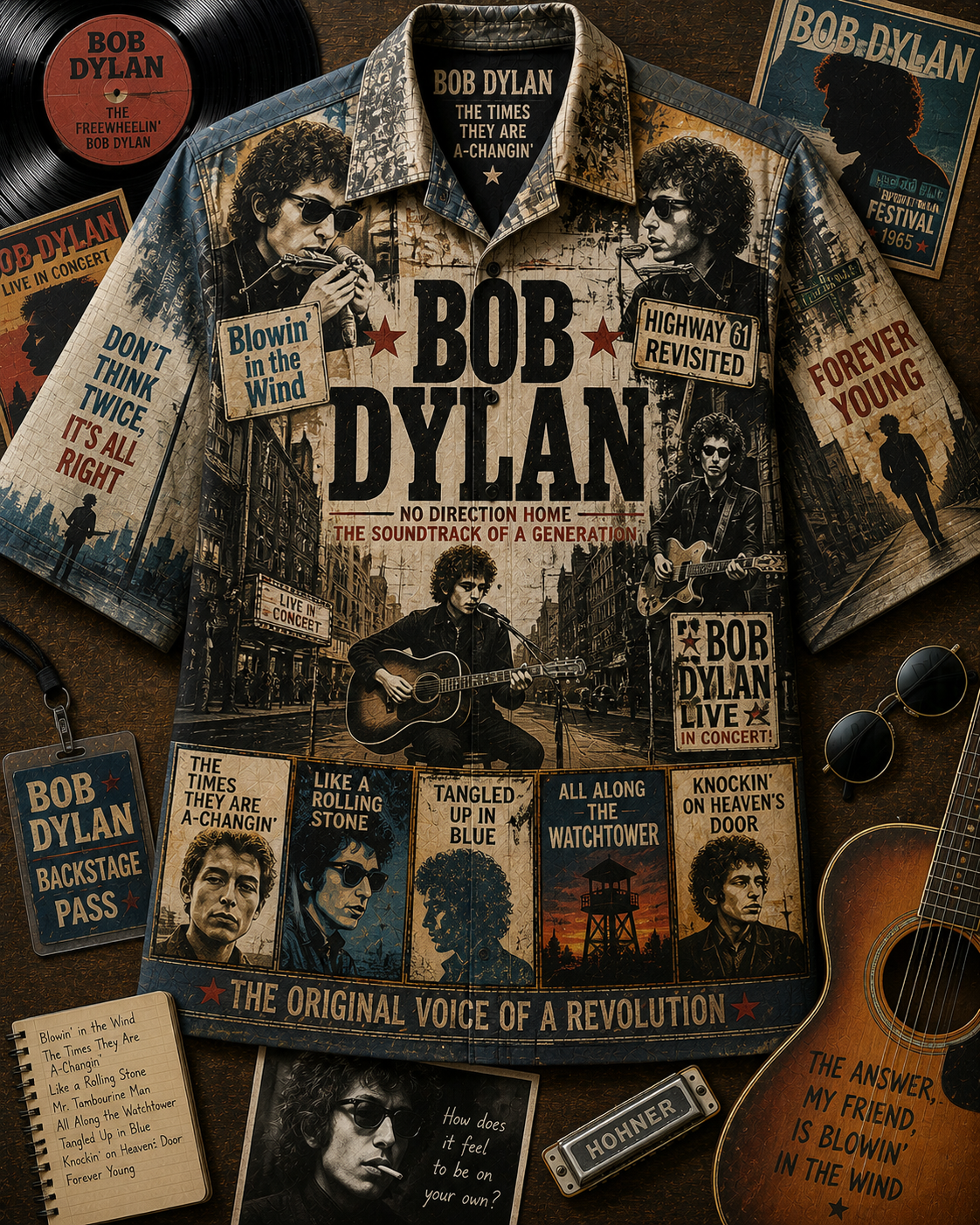 Bob Dylan Hawaiian Shirt - Vintage Music Rock Fan Gift