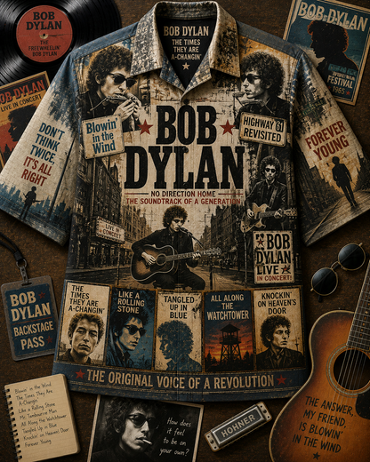 Bob Dylan Hawaiian Shirt - Vintage Music Rock Fan Gift