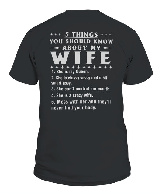 5 Things You Should Know About My Wife, Funny Husband Shirt, Proud Husband Gift Shirt