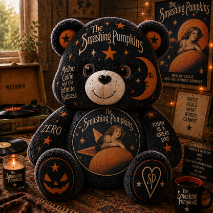 The Smashing Pumpkins Custom Shaped Bear Pillow – Alternative Rock Inspired Gift for Smashing Pumpkins Fans