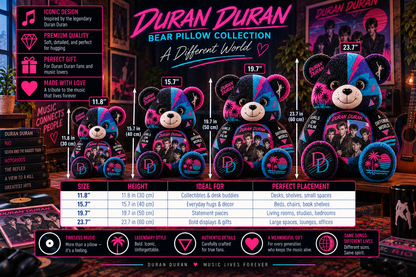 Duran Duran Bear Custom Shaped Pillow – 80s Music Fan Gift