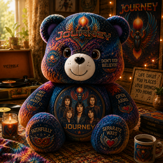 Journey Bear Custom Shaped Pillow – Don’t Stop Believin’ Classic Rock Band Fan Gift