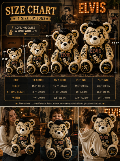 Elvis Presley Bear Custom Shaped Pillow – Gift for Elvis Fans & Rock ’n’ Roll Lovers