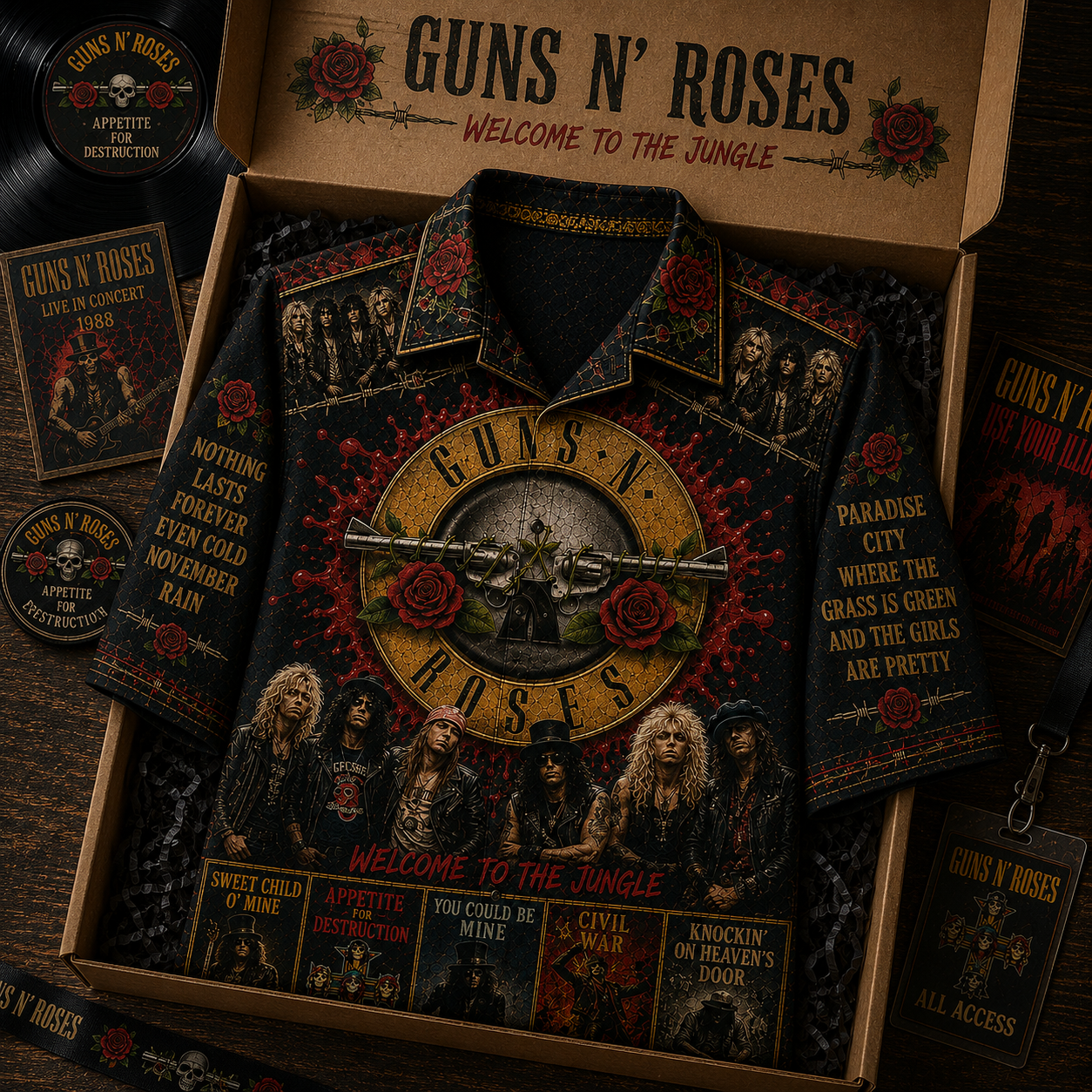 Guns N' Roses Hawaiian Shirt - Vintage Music Fan Gift 2