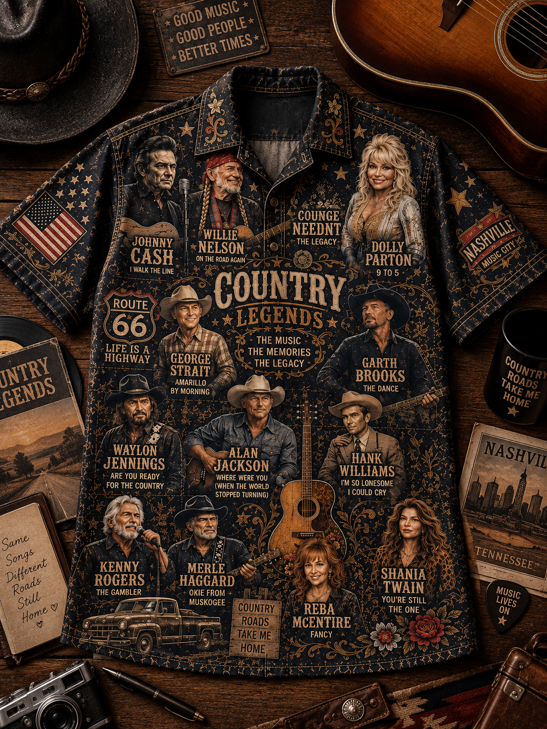 Country Music Hawaiian Shirt - Vintage Music Fan Gift 2