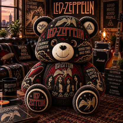 Led Zeppelin Bear Custom Shaped Pillow – Gift for Classic Music Lover 2