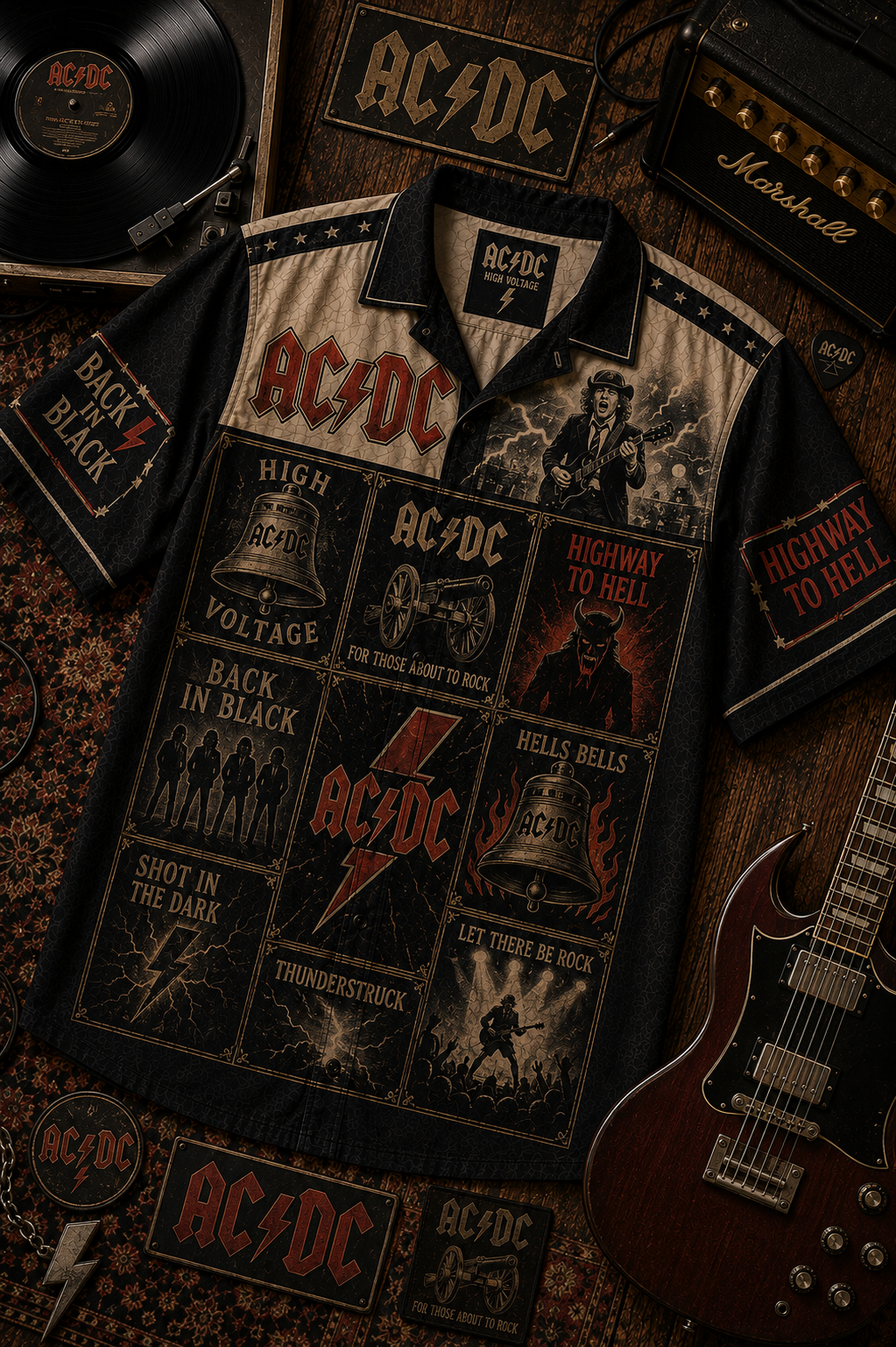 AC/DC Hawaiian Shirt - Vintage Music Fan Gift