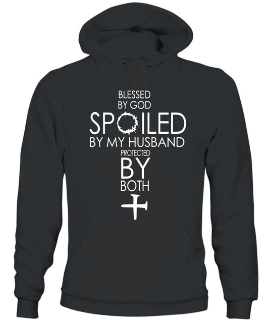 Blessed By God – Spoiled By My Husband – Protected By Both | Faith & Love Graphic Shirt, Gifts For Woman