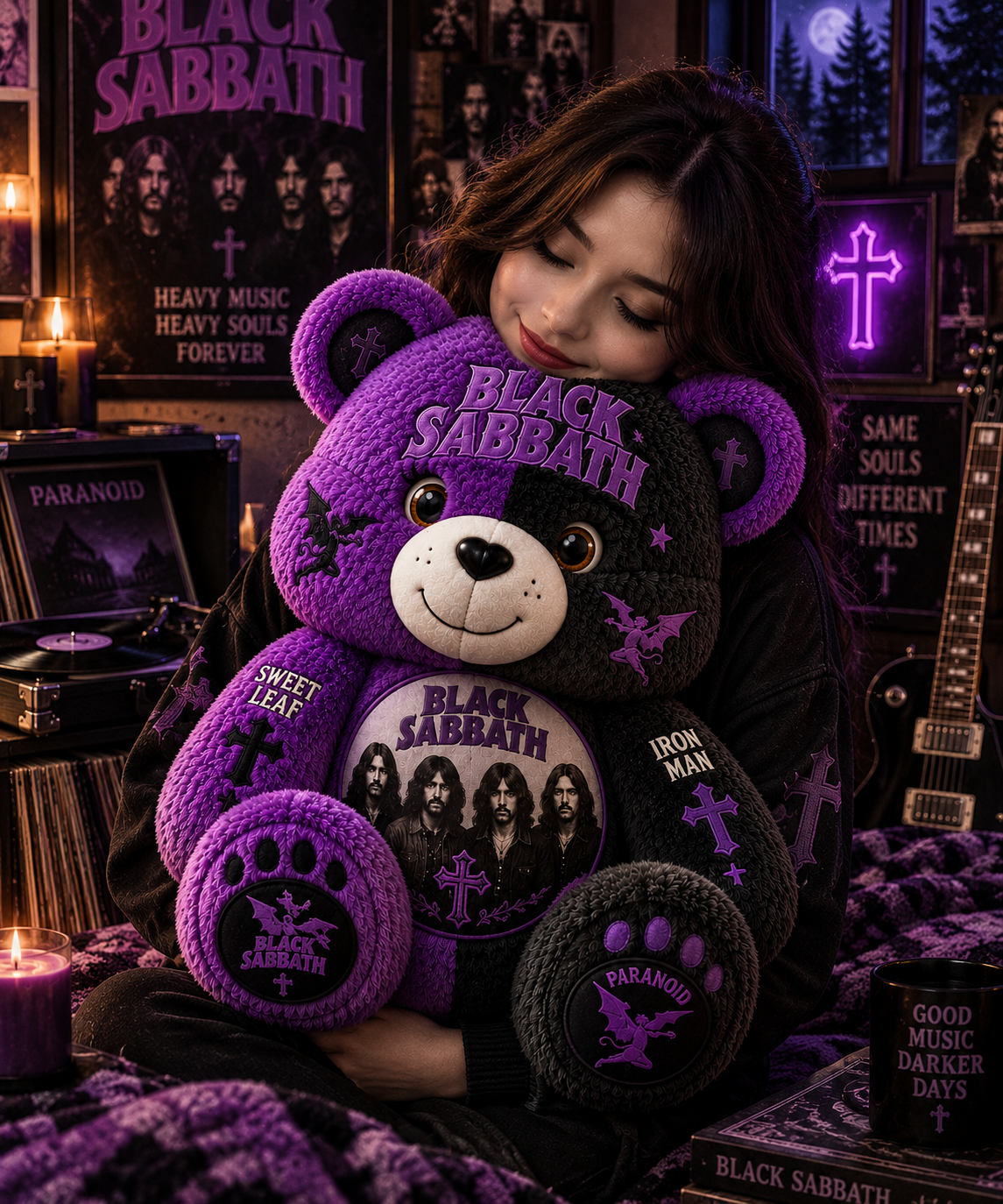 Black Sabbath Band Bear Custom Shaped Pillow – Rock Music Legend Gift