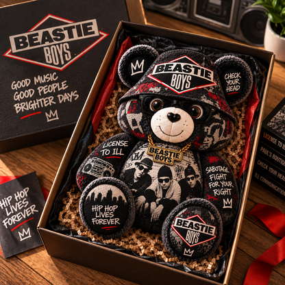 Beastie Boys Custom Shaped Bear Pillow – Old School Hip Hop Inspired Gift for Beastie Boys Fans