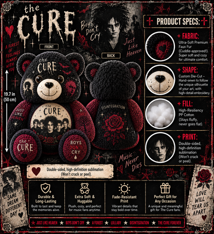 The Cure Bear Custom Shaped Pillow – Boys Don’t Cry Gothic Rock Music Fan Gift, Alternative Rock Lover Decor