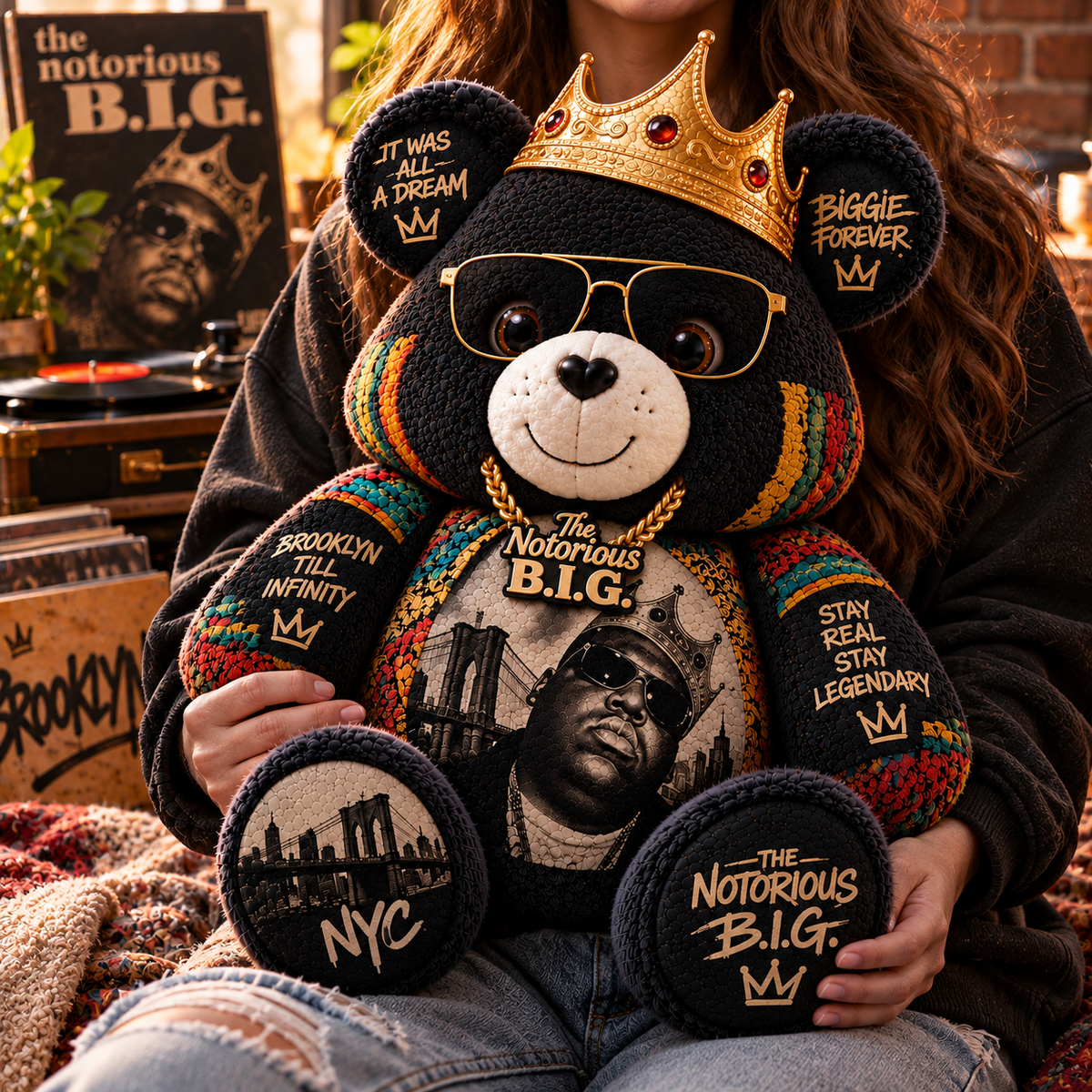 The Notorious B.I.G. Custom Shaped Bear Pillow – It Was All a Dream Hip Hop Legend Inspired Gift for Biggie Fans