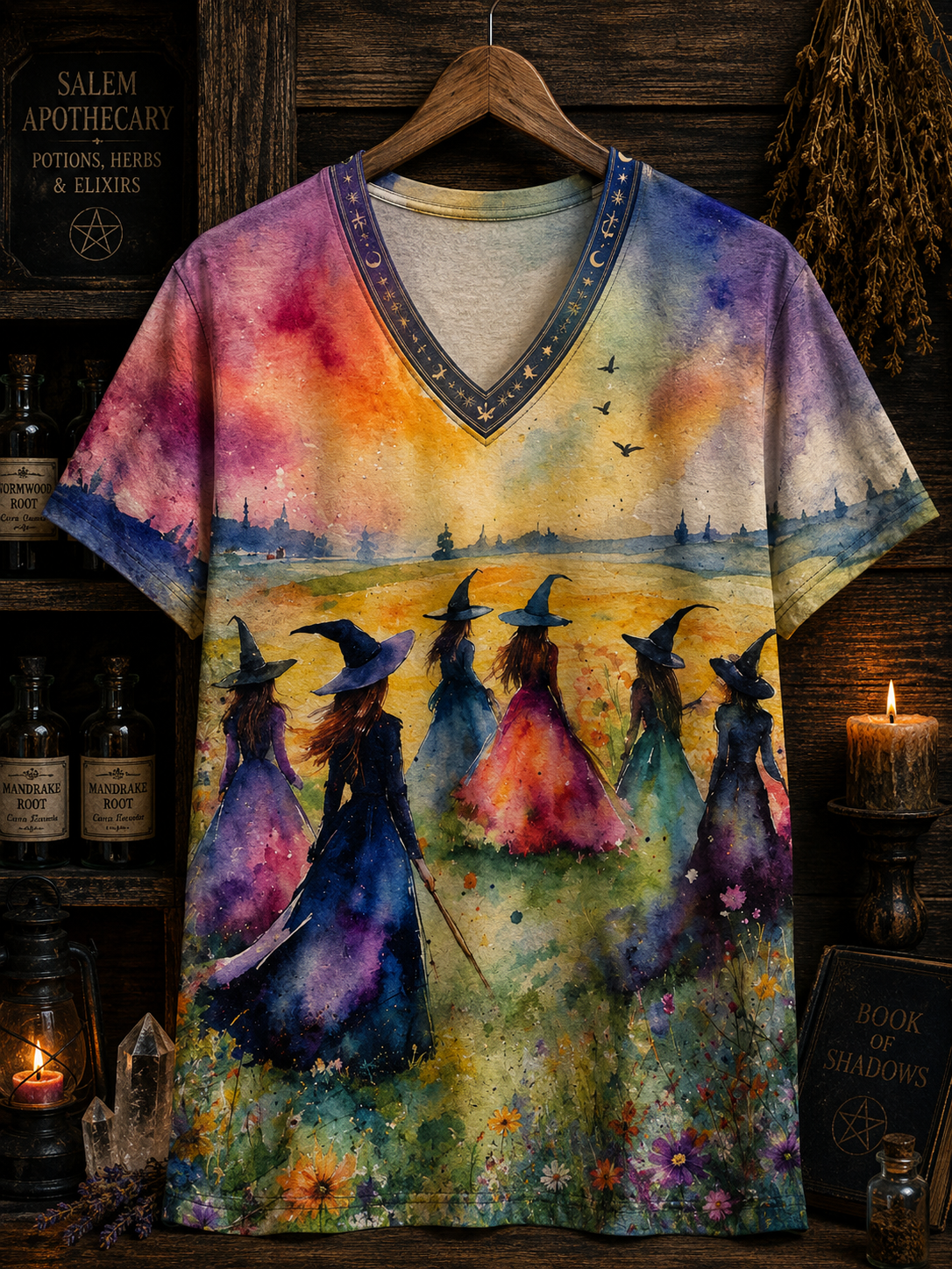 Colorful Witch Coven All Over Print - Witchy Halloween Shirt