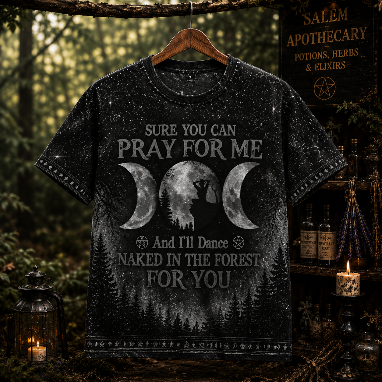 Pray For Me Witch Hoodie – Dance Naked In The Forest Witchy All Over Print Shirt