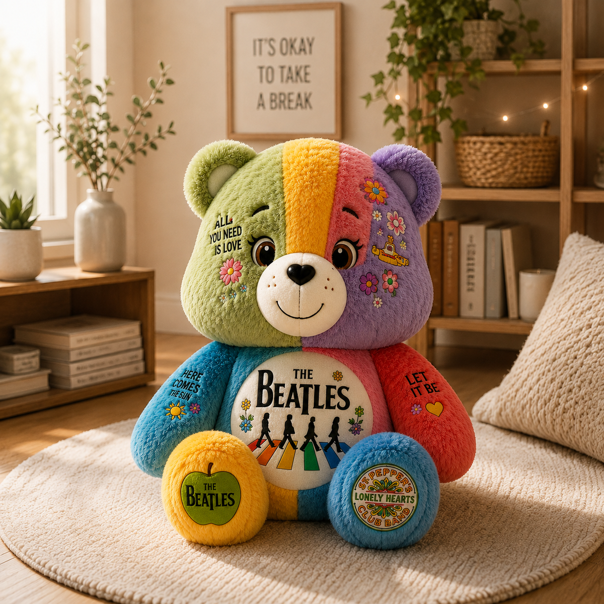The Beatles Bear Custom Shaped Pillow – Gift for Beatles Fans & Music Lovers