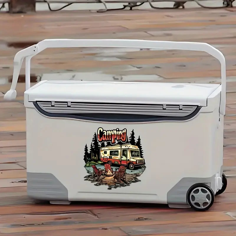 Vibrant Jungle-Themed "Camping" Sticker