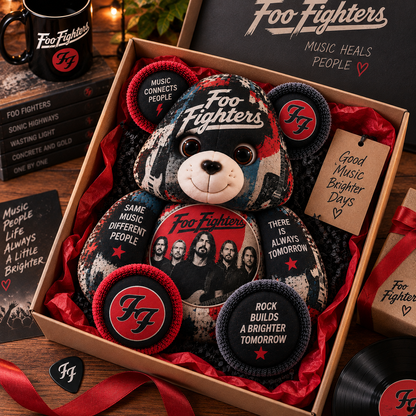 Foo Fighters Custom Shaped Bear Pillow – Alternative Rock Music Inspired Gift for Fans