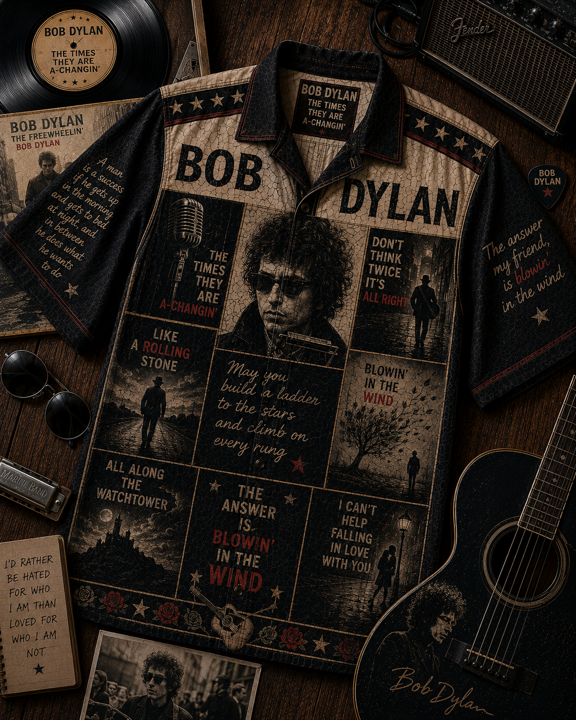 Bob Dylan Hawaiian Shirt - Vintage Music Fan Gift