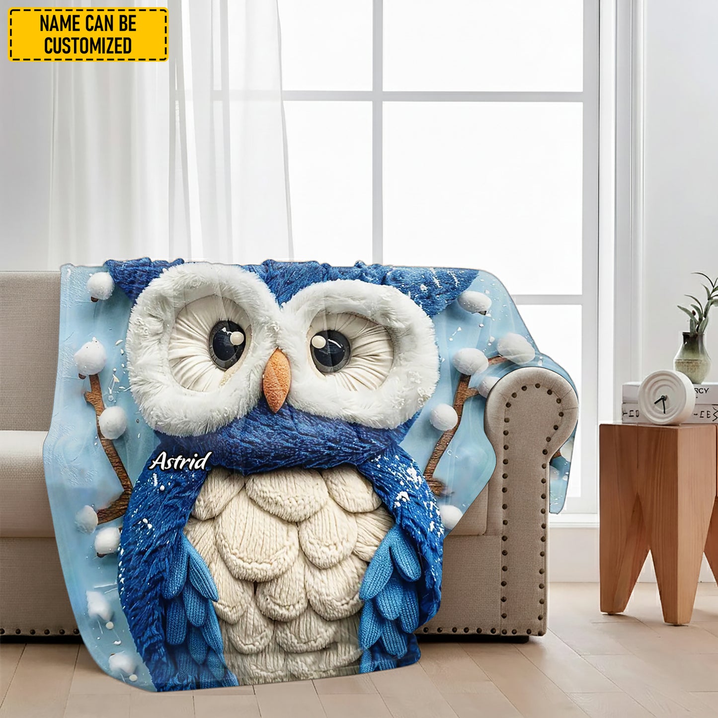 Personalized Winter Owl Blanket