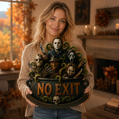 Horror Decoration Wooden Block Sign