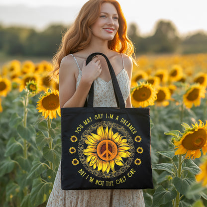 You May Say I'm A Dreamer - Personalized Sunflower Tote Bag