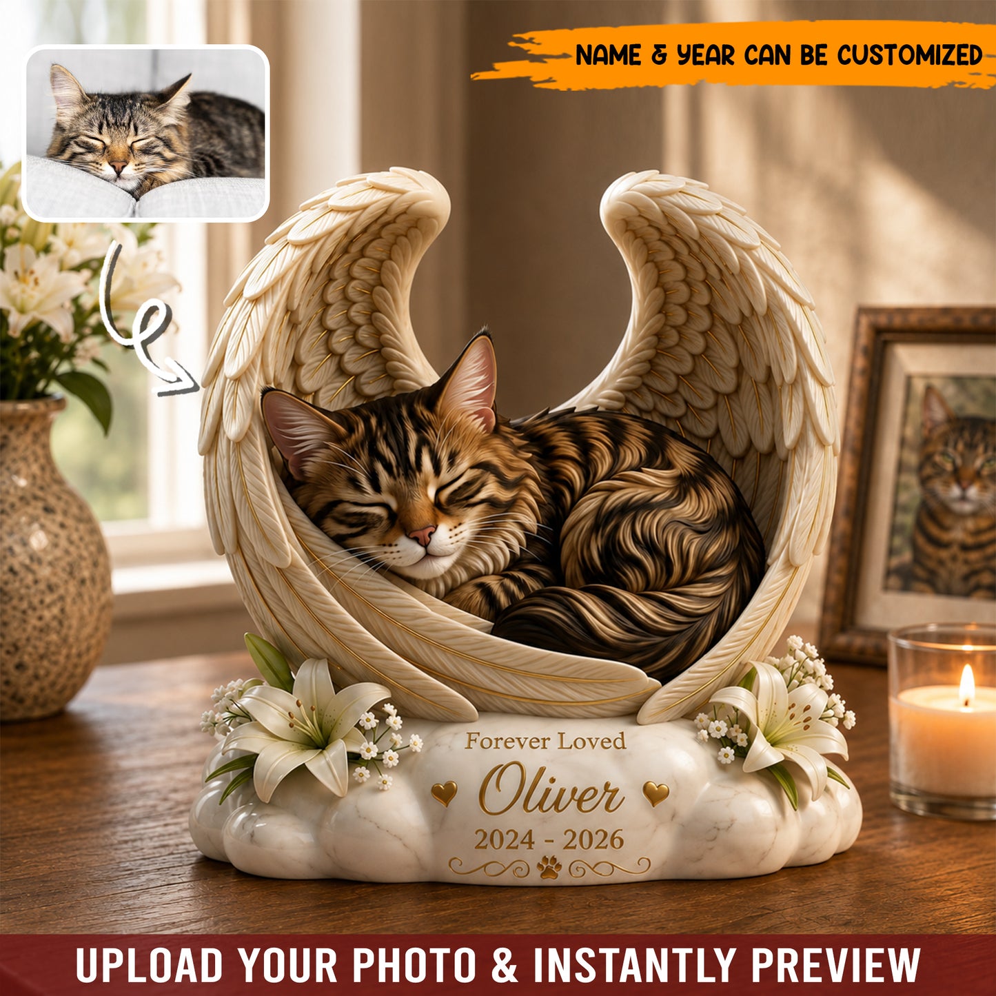 Personalized Sleeping Pet Angel Acrylic Plaque – Forever Loved Pet Loss Gift