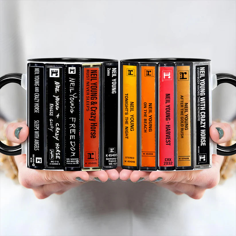 Neil Young Albums Cassette Retro Collection Accent Mug