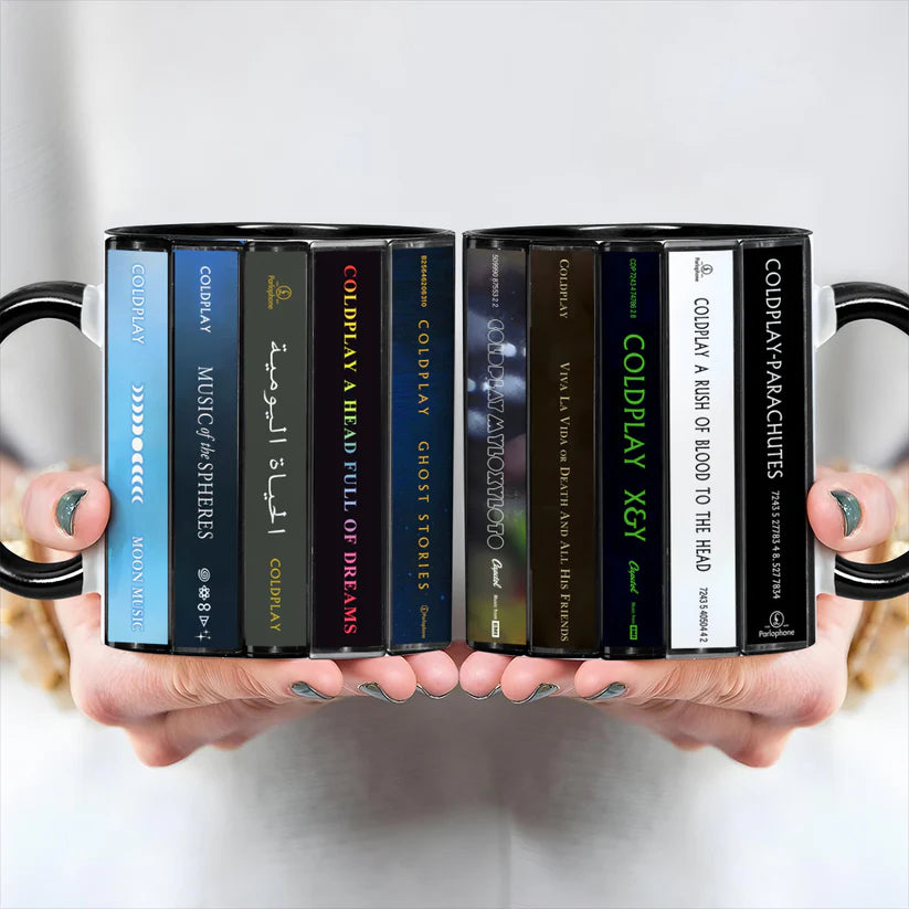 Coldplay Albums Cassette Collection Retro Accent Mug