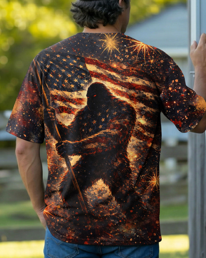 BIGFOOT STARS AND STRIPES GRUNGE ART ALL OVER PRINT