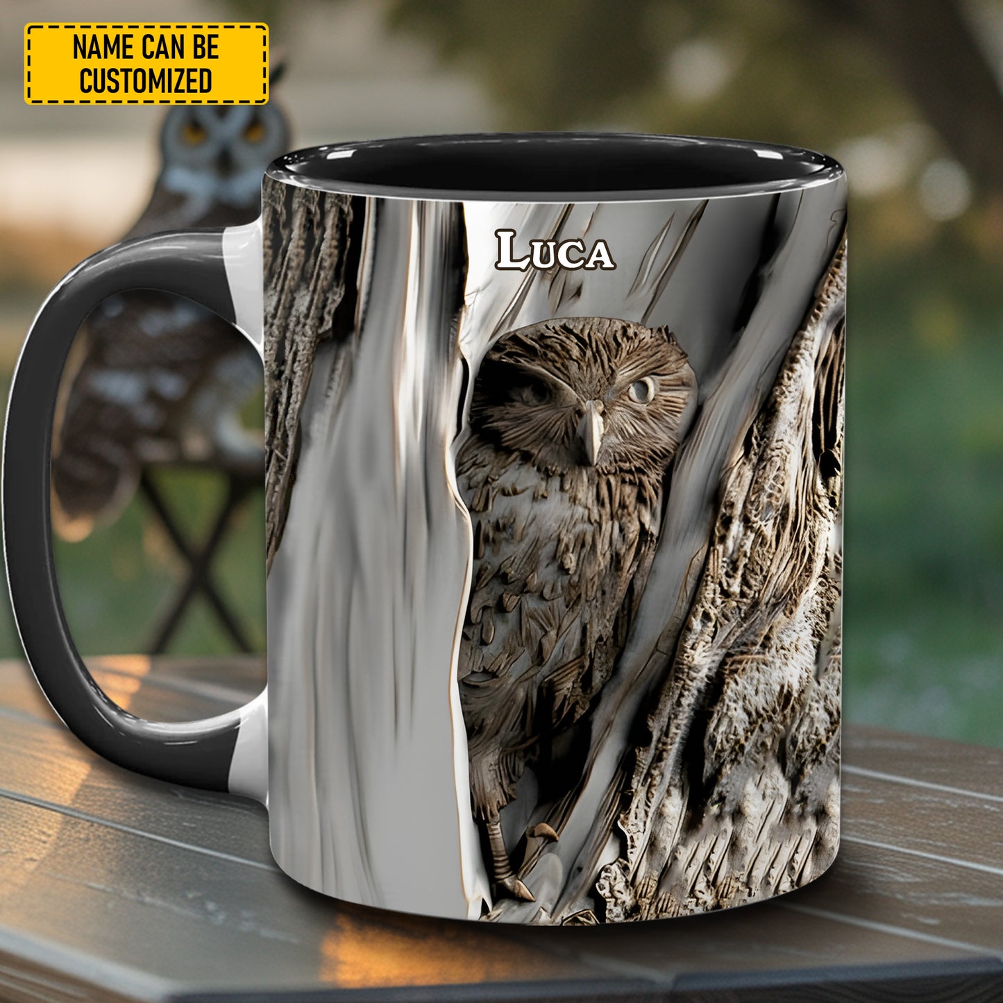 Personalized Owl In The Woods Accent Mug