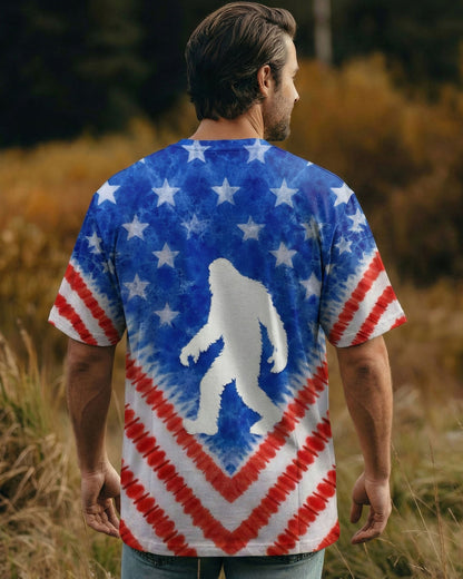 BIGFOOT FLAG RED WHITE & BLUE SWIRL ALL OVER PRINT SHIRT