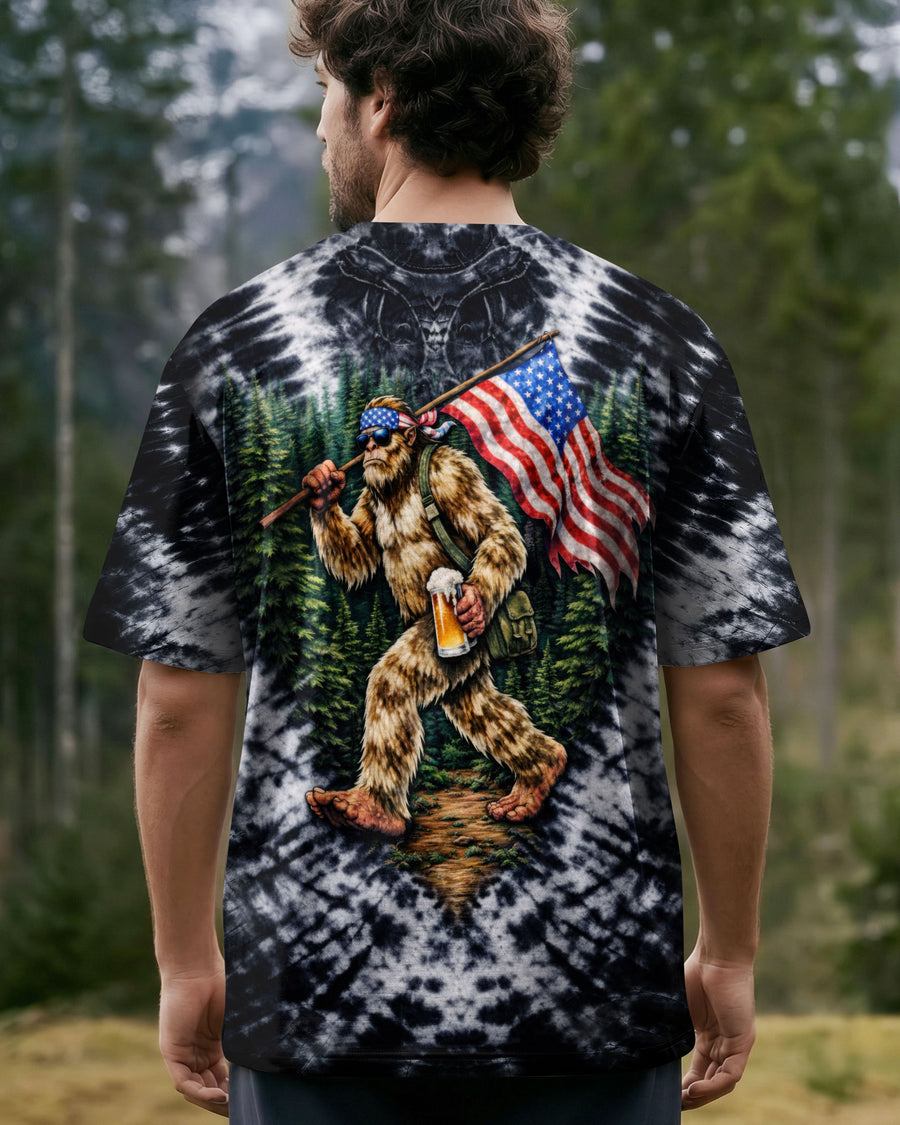 BIGFOOT WITH FLAG SWIRL ALL OVER PRINT SHIRT