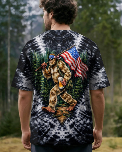 BIGFOOT WITH FLAG SWIRL ALL OVER PRINT SHIRT