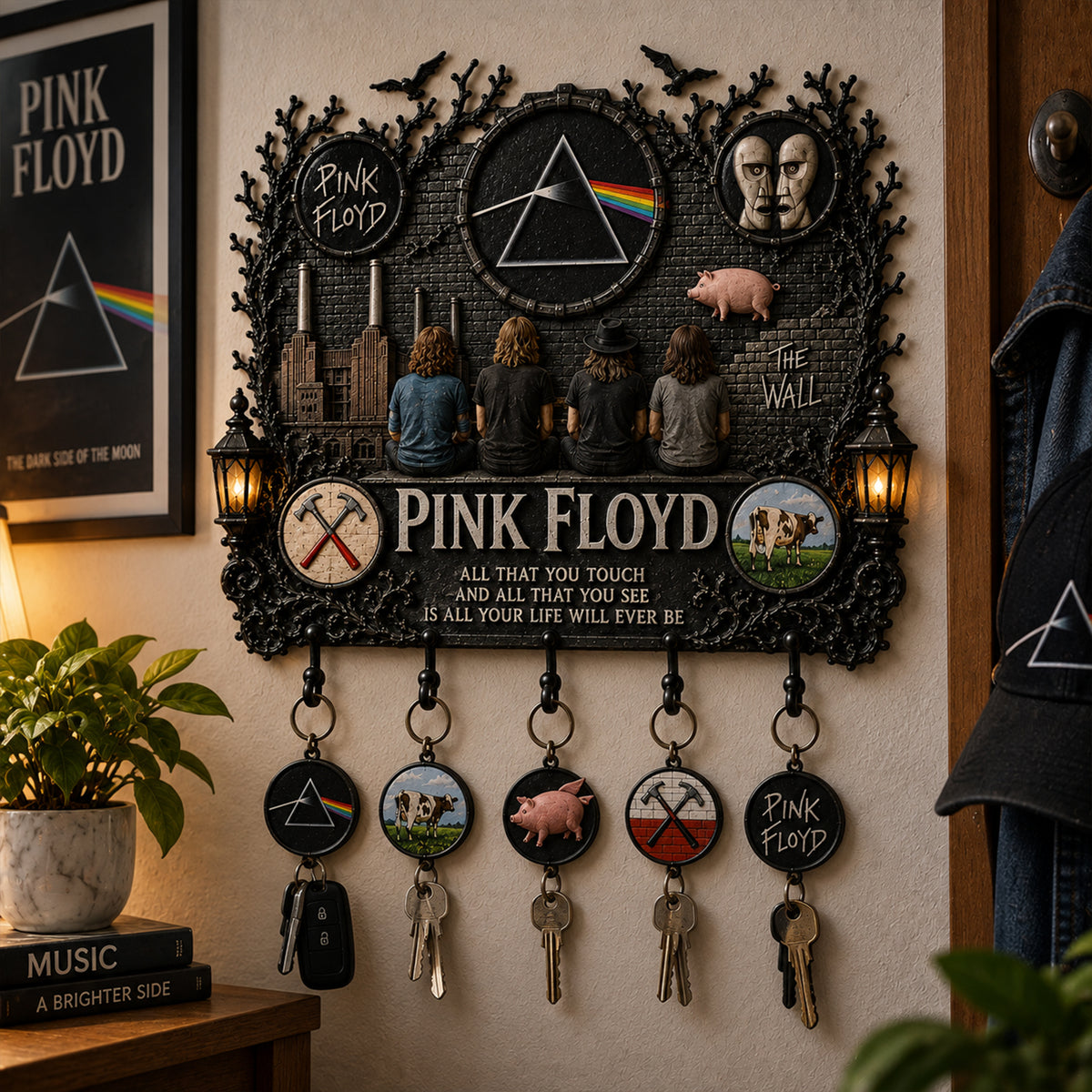 Pink Floyd Iconic Albums Wall Key Holder – Collectible Wall Key Holder Decor